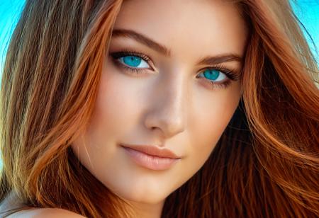 sptsillu realistic 1girl solo 24 year old, huge breasts, Redhead sleek hair, caucasian, turquoise eyes, fair skinned, best quality, RAW photo, subject, 8k uhd, high quality, photorealistic, well-off, Medium shot <lora:sprtsillusXLrdi:0.9>
