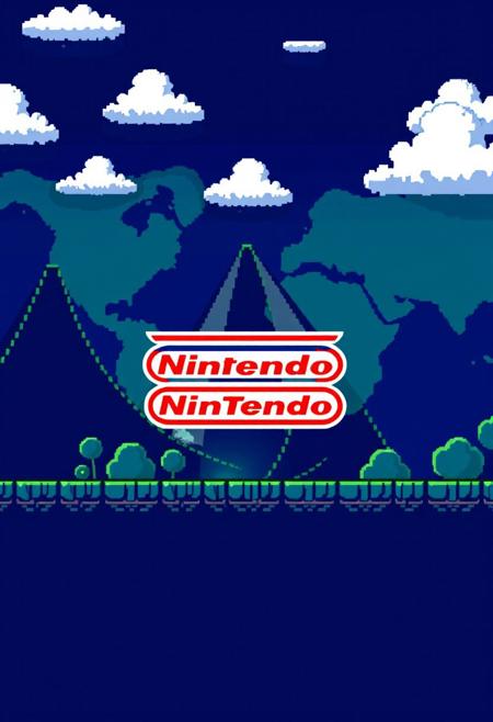 logo nintendo back ground world of 1990 video game