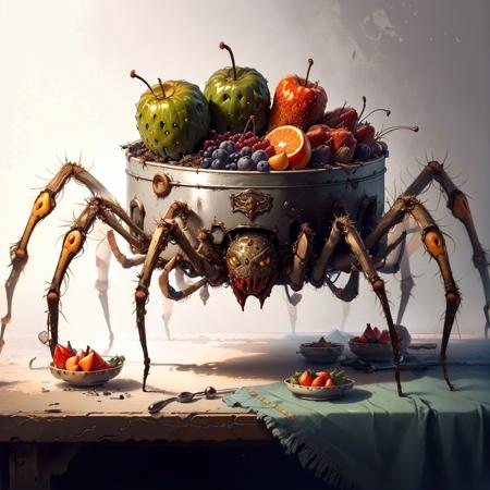 <lora:ArachnoPhobiaAI:.9> ArachnoPhobiaAI  plate with fruits