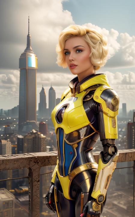 Pop Art style ((bright neon colors)), (top-quality, 8K, masterpiece:1.3) A photo of a melancholic, solitary robot, gazing out over a ruined cityscape, wearing a weathered cloak, atop a skyscraper taken with a telephoto lens highly detailed, detailed skin, moody overcast lighting
<lora:IvoryGoldAIv2:1> ivory gold . Bright colors, bold outlines, popular culture themes, ironic or kitsch