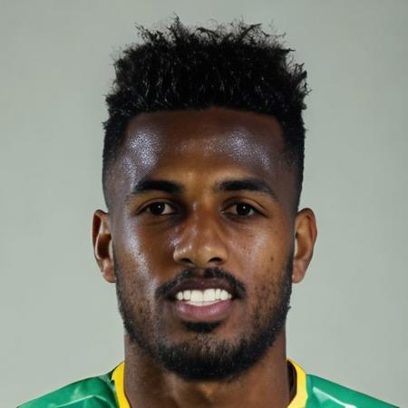 25 year old male footballer portrait [Jaylaani Husein:Naser Salah:0.5] Somalia nationality
