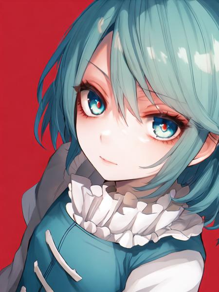 focus on face, best quality, masterpiece, 1girl, Tatara Kogasa, red background, <lora:Fua Yuu Style:1.0>, fua yuu style, beautiful eyes, highly detailed eyes, extremely detailed eyes