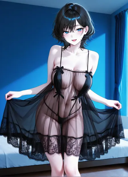 Black sheer sexy negligee