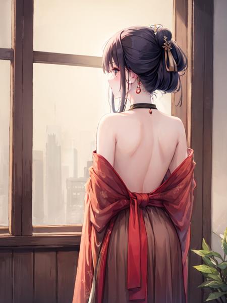 ru_qun,best_quality,head,original_outfit,hanfu,clear details,masterpiece, best_quality, clear details,1girl,all four,on stomach,from back,cowboy shot,   <lora:ruqun-000009:1>