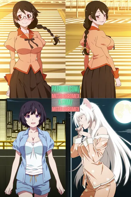 Tsubasa Hanekawa and Black Hanekawa (Monogatari Series) - Commission!