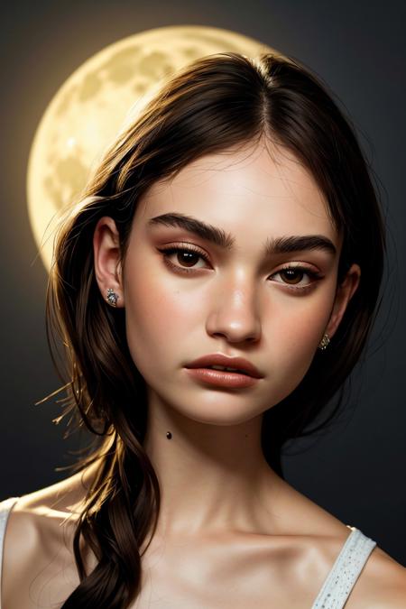 shadow art style portrait of realistic photo of <lora:sd15_LilyJames_locon_64_v1-000016:1> LilyJames, face, eyes, moon symbols