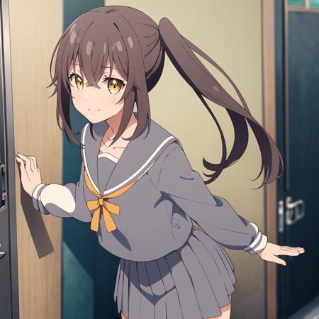 <lora:Otonari-san002:0.7>,
Otonari-san,1girl,solo,
side ponytail,
serafuku,grey sailor collar,
pleated_skirt,
smile,