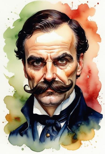 An evil Machiavellian type, twirling his mustache.
Soft watercolor.