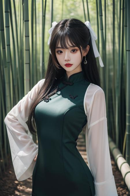 ltra-detailed,highly detailed,best quality,masterpiece,illustration,realistic,
yaozhi, 1girl, solo,chinese clothes, 
looking at viewer,upper body,
outdoors, bamboo forest, 
 <lora:yaozhi_v1_02:0.7>