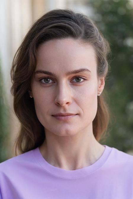 portrait shot, face closeup, looking at viewer, woman in lavender tee, bokeh, soft colors, masterpiece, high quality, (high detailed skin:1.1)
<lora:brie_larson_lora_v01:1> brie89