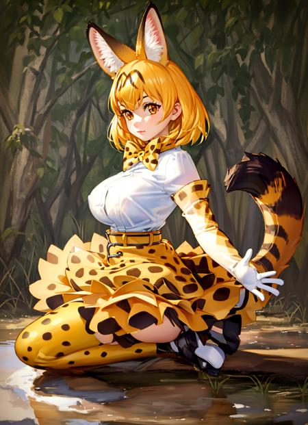 beautiful, masterpiece, best quality, realistic photo 1girl, serval, blonde hair, cat ears, cat tail, high-waist skirt, highres, kemono friends, large breasts, looking at viewer, orange eyes, tail, thighhighs, w arms, white gloves, white shirt, yellow skirt, yellow thighhighs <lora:my_ServalKemonoFriends_v1:0.5>
kairunoburogu   <lora:my_kairunoburogu_v1:0.6>