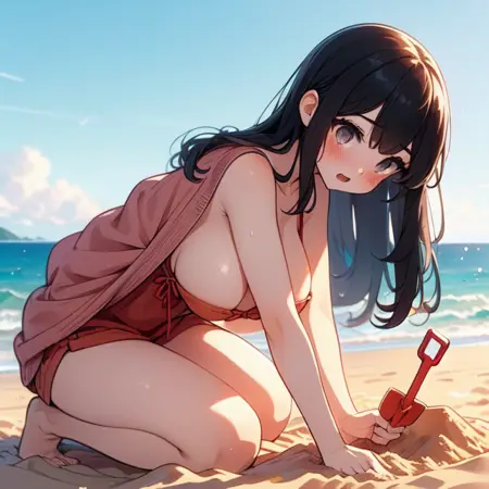 girl like sand sculpture