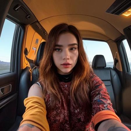 A selfie style photo of the last 25 year old woman from the last day of human kind on earth, extremely detailed, apocalypse, end of times