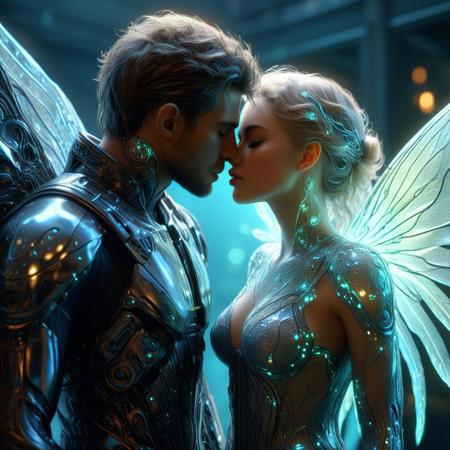 brutal biomechanical man kissing a beautiful female angel, magical, sci-fi, beautiful, unimaginable, 
very dramatic, naturalistic, photorealistic, highly detailed digital art, science vs fantasy, 
accurate intricate and realistic anatomy, 
soft lighting, Cinematic, Color Grading, Editorial Photography, volumetric lighting, atmospheric, Photography, 
Photoshoot, insanely detailed and intricate, hypermaximalist, elegant, hyper realistic, volumetric lighting, 
ray tracing, unreal engine, 3d, octane render, cinematic HD, 32k, 3D Megapixel, Pro Photo RGB, VR, Half Backlight, Backlight, Natural Light, Incandescent, Moody Lighting, 
Cinematic Lighting, Soft Lighting, Surround, Beautiful Lighting, Accent Lighting, Global Illumination, Global 
Ray tracing lighting, Scattering, Glow, Shadows, Rough, Flicker, Ray tracing reflections, Lumen reflections, 
Screen space reflections, Diffractive gradation, Chromatic aberration, GB Displacement, Scan Lines, Anti-Aliasing,
 FKAA, TXAA, RTX, SSAO, Shaders , OpenGL-Shaders, GLSL-Shaders, Post Processing, Post-Production, Cell Shading, 
Tone Mapping, CGI, VFX, SFX, insane ly d detailed and intricate, hyper-maximal, hyper-realistic, super-detailed, 
photography, hyper-realistic, 3D, photo-realistic, ultra-photo-realistic, ultra-detailed, intricate details, 8K, 
super-detailed, full color, ambient shading, volumetric lighting, high contrast, HDR, 3D