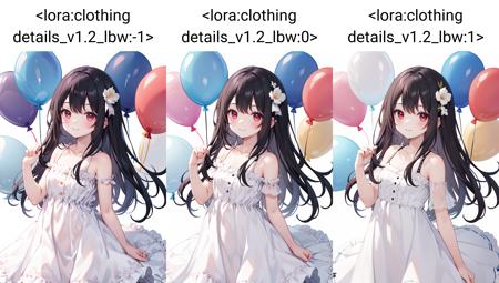 1girl,solo,black hair,red eyes,long hair,(kid, child:1),
white dress,bare shoulders,collarbone,
smile,
cowboy shot,
white background,balloon,many balloon,
<lora:clearcolor_v1.7_lbw:0>,<lora:clothing details_v1.2_lbw:-1>,