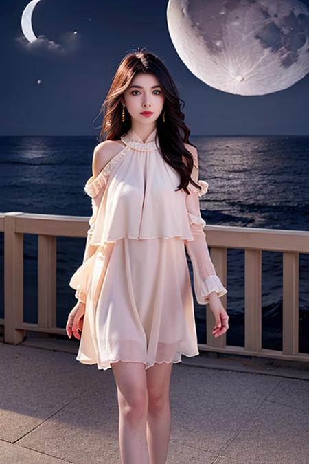 1girl walking on the beach, summer shortdress, dress, jewelry, bowhair, blackhair, , masterpiece,ultra realistic,32k,extremely detailed CG unity 8k wallpaper, best quality,  (night:1.5), (sea:1.5), (cloud, moon:1.5)
 <lora:Summer_ShortDress-000004:0.6>, masterpiece,ultra realistic,32k,extremely detailed CG unity 8k wallpaper, best quality