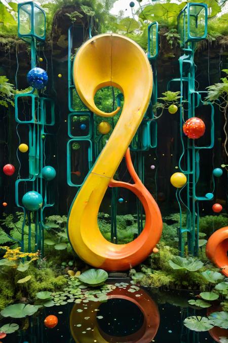<(score_9,score_8_up,score_7_up,score_6_up,score_5_up,score_4_up):1.0>,
<(Digital watercolor surrealistic collage illustration of fired vessels amidst an ethereal garden of typographic vines and Tetris-like elements, the dots, lines, and curves of MaÅgorzata Kmiec's signature style blend with the fiddling clanking arms of Yayoi Kusama's infinity mirror installation. Inspired by the fusion of art and technology, this prompt sparks curiosity with its juxtaposition of organic and polished elements, inviting the neural network to generate a captivating image that embodies the magic of Kusama's mesmerizing world, fused with the abstract complexity of Kmiec's imaginative visual language):1.0>,
<(detailed matte painting, deep color, fantastical, intricate detail, splash screen, complementary colors, fantasy concept art, 8k resolution trending on Artstation Unreal Engine 5):0.9> 
<lora:add-detail-xl:1>,
<lora:xl_more_art-full_v1:1>