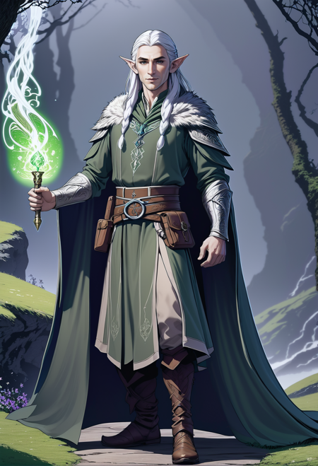 male, man, ruggedly handsome elvish wizard, tattoo