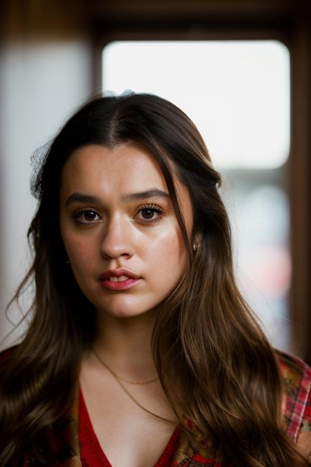 Realistic photo of a beautiful 41m33l-v1 woman,  1girl, solo, long hair, looking at viewer, simple background, brown hair, bow, brown eyes, upper body, parted lips, lips, realistic, nose, soft lighting, professional Photography, Photorealistic, detailed, RAW, analog, sharp focus, 8k, HD, DSLR, high quality, Fujifilm XT3, film grain, award winning, masterpiece<lora:41m33l-v1:1.0>