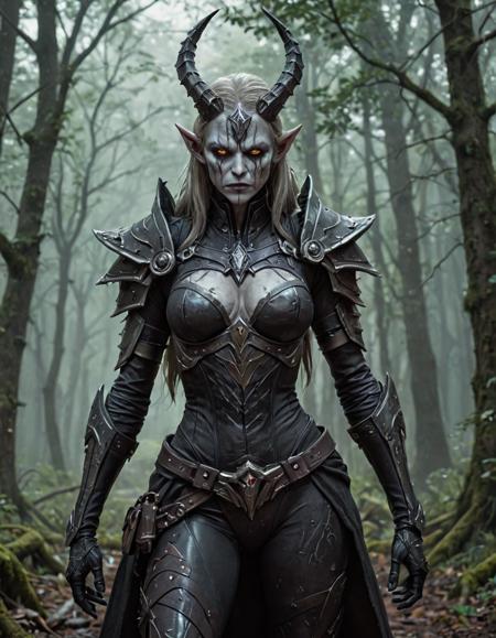 Movie concept art, Darksynth, Grumpy slender Sylvanas Windrunner, Sergeant Major, Punk Art