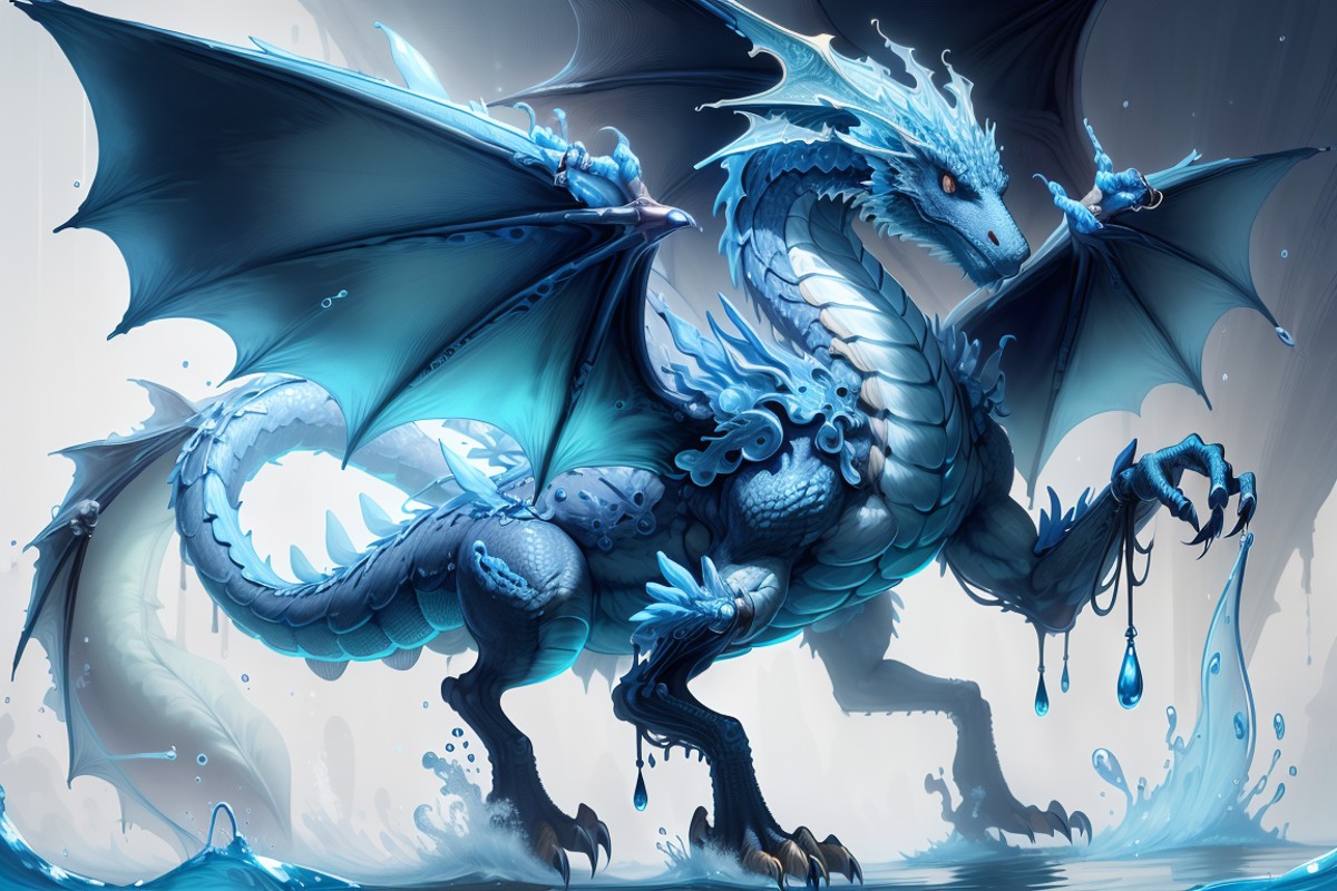 <lora:WorldofWater:1>, worldofwater, winged dragon, quadruped, animal focus, teeth,