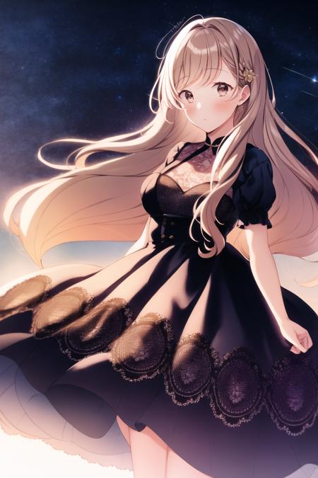 1girl, long hair, dress, (lace),
 <lora:HanakoStyle:1>