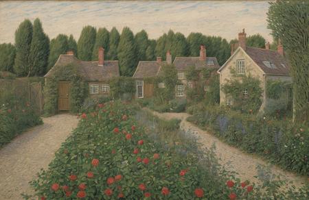 style of Henry Moret, garden ,thicket ,terrace ,estate ,yard ,hedgerow, Steppe ,