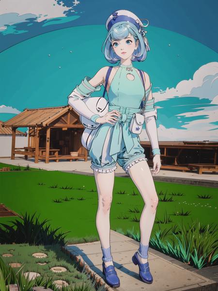 ((masterpiece)),(((best quality))),illustration,1girl,stand on the grass