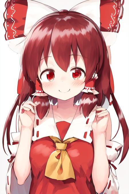 1girl, hakurei reimu, smile <lora:Asunaro_Drawing_Style:2>