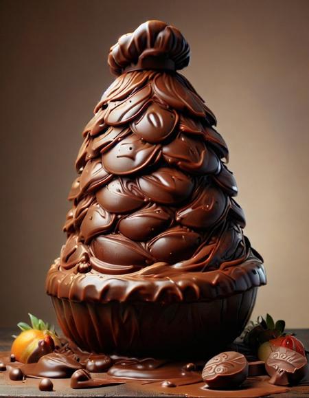 masterpiece, 8k resolution, high quality, fruit basket made of chocolate  <lora:merged:1>