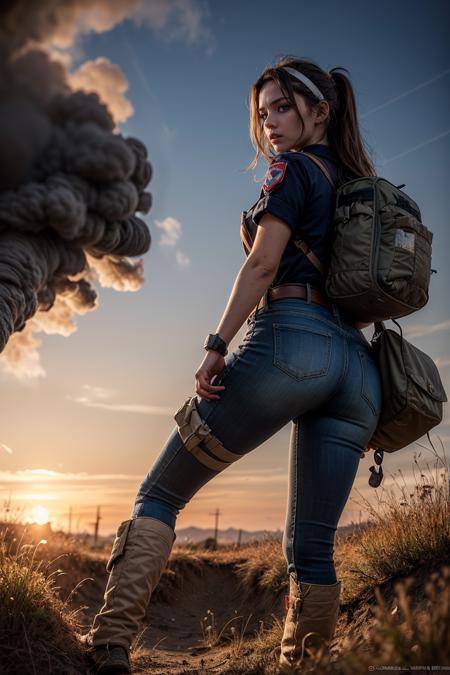 (best quality, photorealistic, masterpiece:1.3), 20 year old girl, cute and adorable, very long hair, (disheveled:1.3), round ass,  solo, half shot, looking down, detailed background, detailed face, (<lyco:SteamPunkBundle2v:0.5>, CoalPunkAI, coal-powered theme:1.1), battlefield-medic, field-surgeon, exhausted,   military medic uniform,  headband,  straps, red cross,  medical bag,  toruniquet, morphine, wound dressing,     battlefield  in background,   intense action, dim sunlight, chaos, epic atmosphere,, higly detailed textures, intricate details, 21st century modern, <lora:add_detail:0.6>