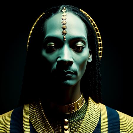 snoop dogg, naki,  <lora:Naki:0.95> blue and gold, tribal