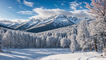 ((masterpiece:1.4,best quality)), cloud,   outdoors
(snowy mountains), spring glade, scenery, sky,
(noon:1.4), high detail, abundant, 8k, high detail, wallpaper