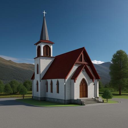 3d render, best quality, church on top of mountains,
