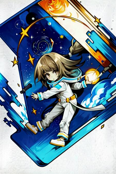 <lora:deemoArtstyle:1>, deemoArtstyle, 1girl, solo, brown hair, outer space, spacesuit, abstract, masterpiece, best quality,