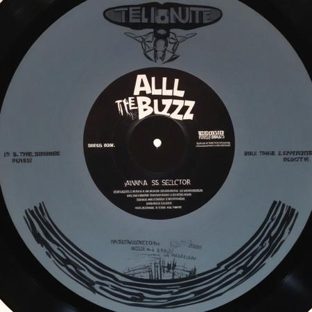 (two tone 7" record:1.3), record is called "ALL THE BUZZ", black and white, punk, ska, 2tone, specials record, ska selector, check pattern