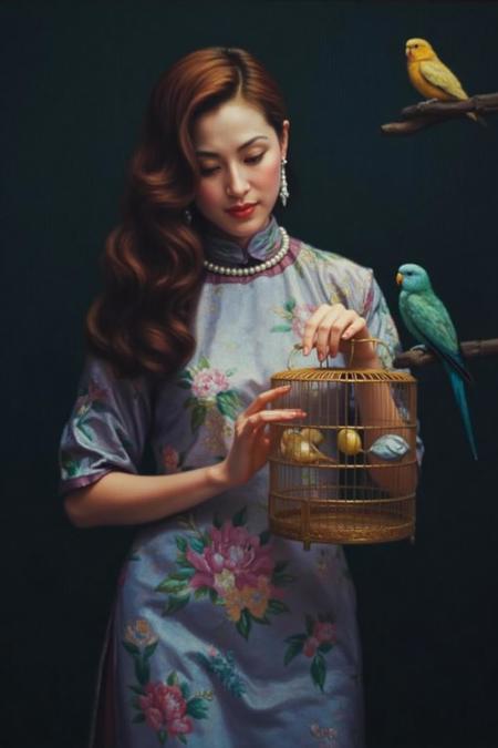 Shanghai Blues: Chinese Cheongsam Ladies Oil Painting Portrait Style (Chen Yifei) v1.0