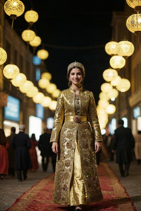 (by Paulus Potter:0.8) , Cosplay Photograph, Luminous trails, Textile"The golden age of the Ottoman empire", bokeh, Fujicolor C200, F/2.8, triadic colors