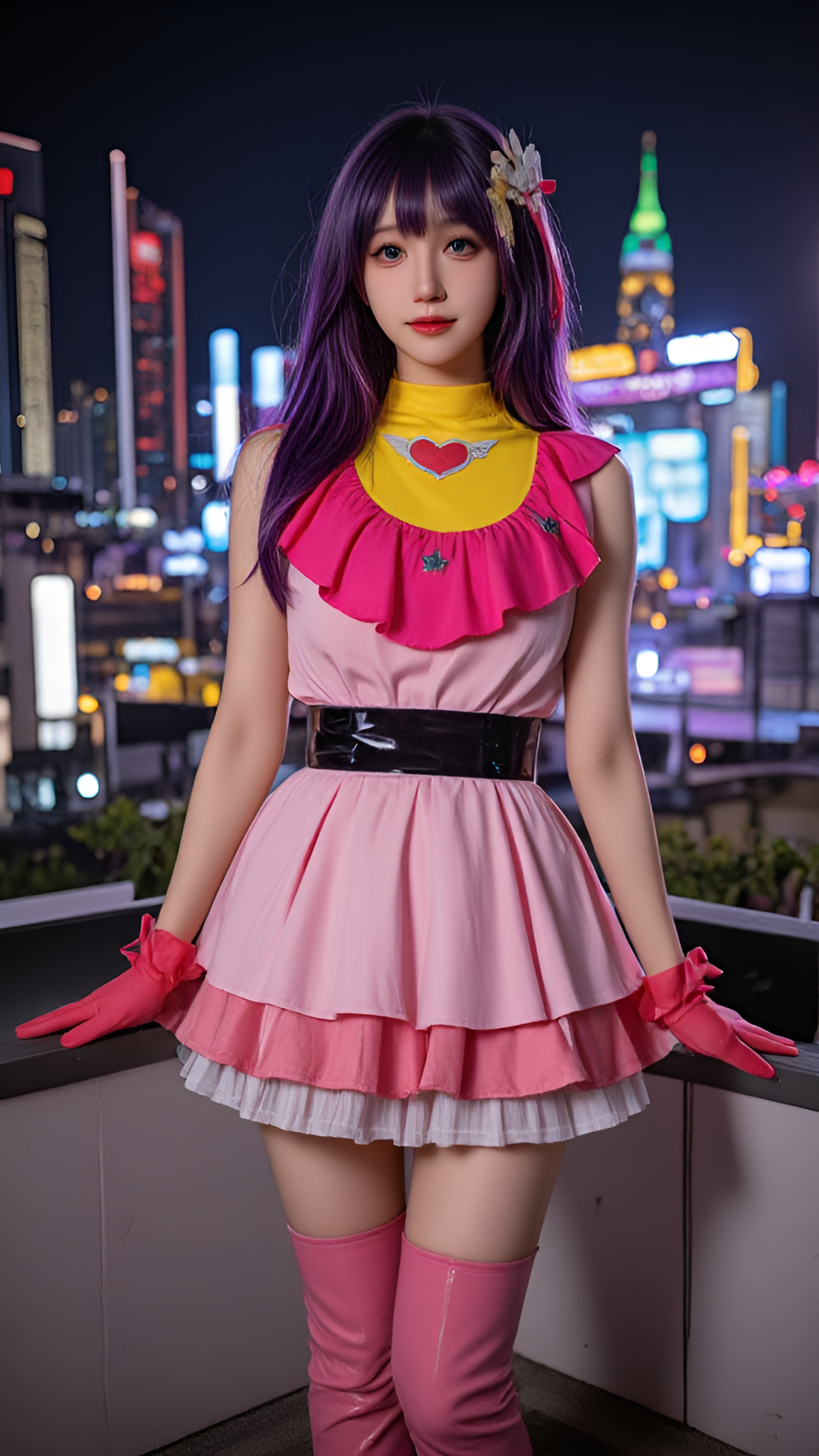 a_photo_of_a_slim_beautiful_woman_in_oshinoko_hoshino_ai_cosplay_costume__she_is_wearing_idol_clothes_contains_pink_two_tone_sleeveless_turtleneck_frilled_dress_with_heart_brooch_and_fr_2560742064.png