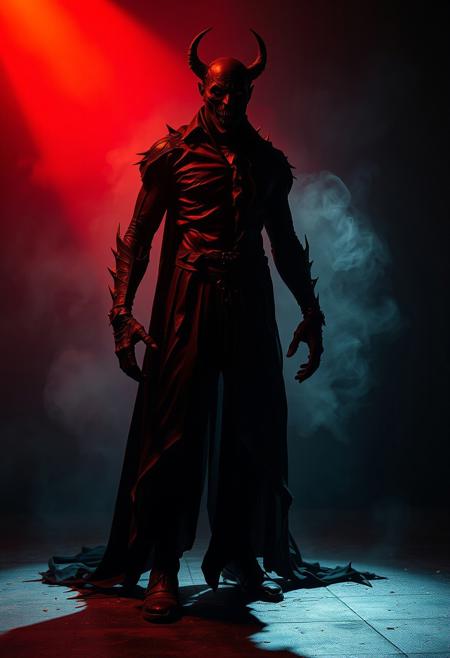 A monstrous, gothic antihero, where their hyper-detailed body is cracking apart, melting into surreal ink-streaked shadows, as if emerging from a fever dream., minimalistic symmetry, black and dark orange tones, red spotlight, light leak effect, photography, photorealist style, night scenery, whimsicalcore aesthetic, cinematic lighting, moody contrast, surreal ambiance, atmospheric glow, fine details, dreamlike composition, mysterious elegance