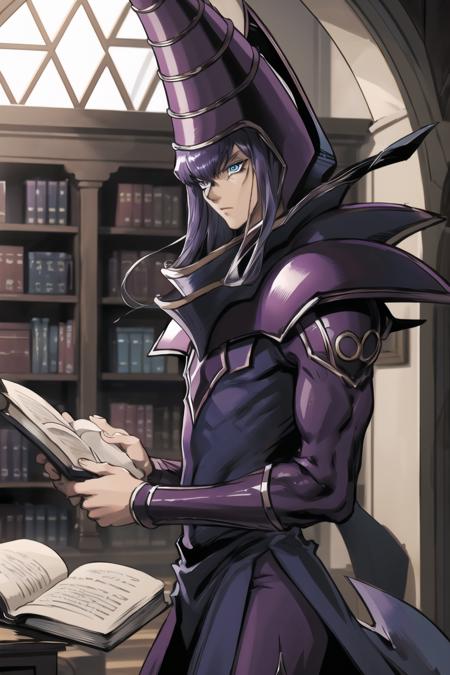 ygodm armor helmet robe purple hair blue eyes scepter