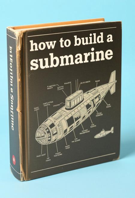 a book with the cover 'how to build a submarine' the cover of the book has a exploded submarine.
