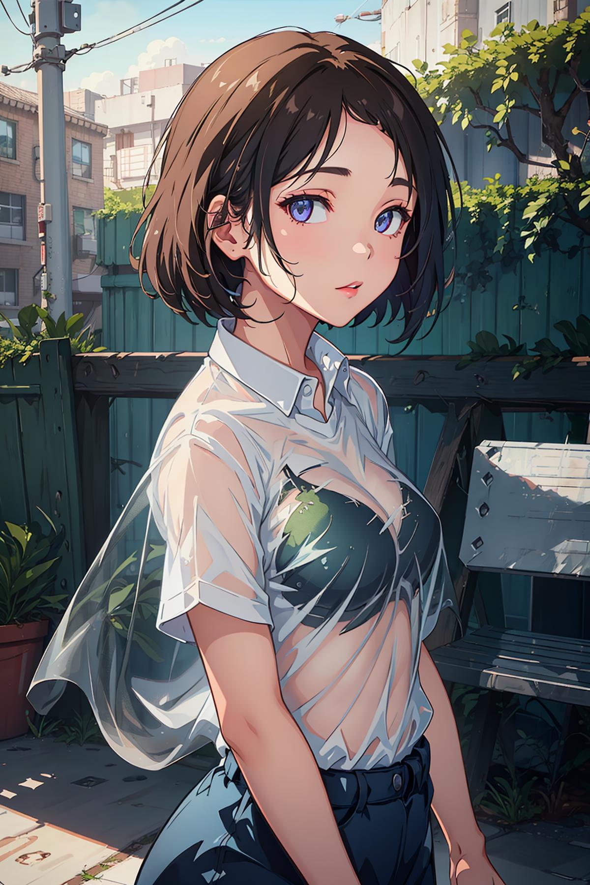 透过白色体恤看见内衣_bra visible through white shirt_透けブラ image by TanedaRisa