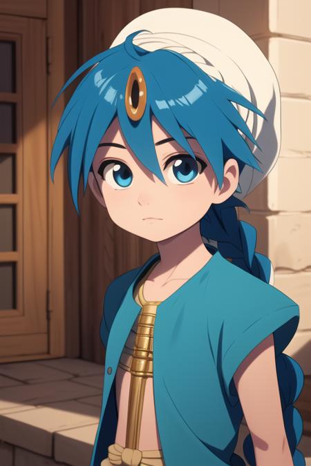 aladdin_magi blue hair braid long hair blue eyes jewelry