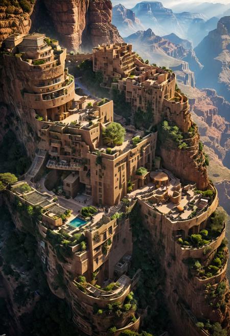 (The colonial city of the future, in the mist-filled Grand Canyon, on an unknown Earth-like planet, 2 moon on sky, Spaceship flight connects colonies, waterfulls:1.3), (Machu Picchu, a mountain settlement, incredibly spectacular:1.2), (Mario Botta:1.3), (avant-garde, future, reality, science fiction, photorealistic), (modern architecture:1.2), 
(Large Files, Ultra Realistic, 8K, 16k, FHD, HD, VFX, Perfect, Photography, composition, Architecture Sales Photography, Architecture Competition, Ultra High Resolution, Cinematography, High Resolution Image:1.1), (dramatic lighting, direct sunlight, ray tracing, clear shadow:1.2),  (real landscape:1.1), (blurred background:1.0), (urban background, more_details) ,
ac_neg1, great lighting, clear, hillscastel, extrusionbuilding, vertical