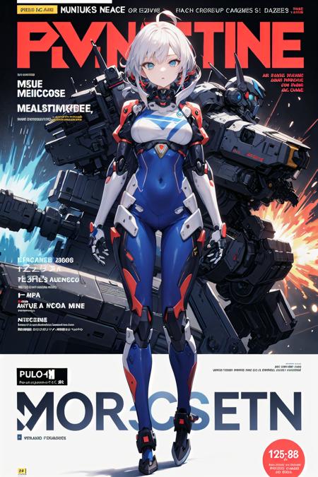 masterpiece, best quality, extremely detailed, absurdres, expressive clothes, fine fabric emphasis, ray tracing, fantasy style, tachi-e, 1girl,mecha musume, mecha, mechanical legs, mechanization, mechanical arms, mechanical hands, focused, solosis, fill the screen, spacecraft, missile, explosion, cyberpunk,sole,(close-up), power suit,
(magazine:1.3), (cover-style:1.3), fashionable, woman, vibrant, outfit, posing, front, colorful, dynamic, background, elements, confident, expression, holding, statement, accessory, majestic, coiled, around, touch, scene, text, cover, bold, attention-grabbing, title, stylish, font, catchy, headline, larger, striking, modern, trendy, focus, fashion,