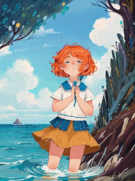 Anime girl looking at the blue sky on Craiyon