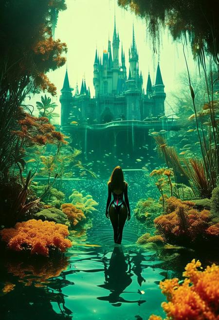 ()Hyoer Realistic:2.0)Polaroid picture of 
image of a futuristic, underwater Disneyworld in Orlando, 2070. The amusement park is teeming with life, as schools of fish dart past the iconic Cinderella Castle, now a majestic, coral-encrusted structure.
(Focusing on the close up on the Beautiful Mature women, each with a voluptuous figure:1.75) dressed in futuristic, neon-lit scuba gear, explore the park, marveling at the wonders of this submerged world. The air is filled with the sweet scent of blooming seaweed, and the sound of gentle, underwater music.
Capture the surreal, enchanting atmosphere of this scene, where the magic of Disney meets the thrill of underwater exploration