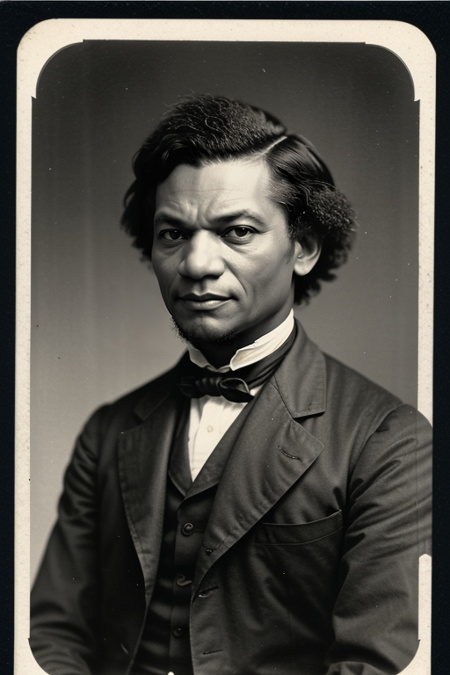 FrederickDouglass, solo, early 1900s ((baseball card:1.2)), Honus Wagner, 1911 American Tobacco Company T206, 160mm f/8, 1/10s, ISO 25, ((tintype, portrait, full color, gradient)), vintage baseball uniform, ((geometric halftone background))