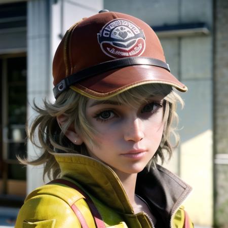 cindy_aurum, realistic, unreal engine 5, 1girl, solo, ultra detailed face, detailed pupils, green eyes, cropped jacket, baseball cap, aged up,